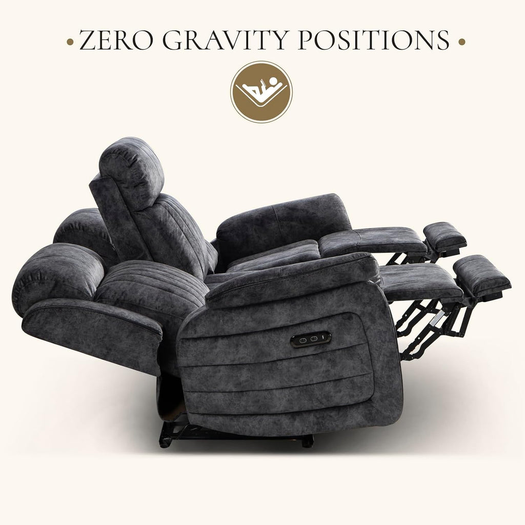 Power Reclining Sofa with Zero Gravity, Adjustable Headrest, Electric Reclining Couch with Wireless Charge, Outlets