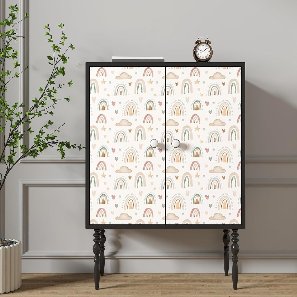 17.7"x236" Boho Wallpaper Peel and Stick Rainbow Wallpaper Kids Rainbow Cloud Heart Star Vinyl Roll Removable Self
