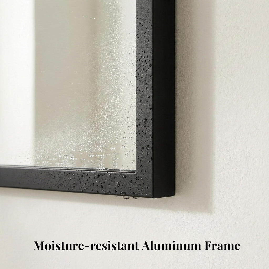 30x30 Inch Matte Black Square Bathroom Vanity Mirror