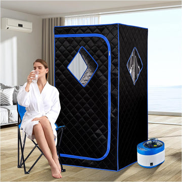 Personal Portable Steam Sauna, Full Size Sauna Tent, 1500 Watt 4 Liter Steamer with Remote Control, Timer