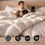 King White Goose Feather Down Fiber Comforter -100% Cotton Shell All Season Duvet Insert,Luxury Hote