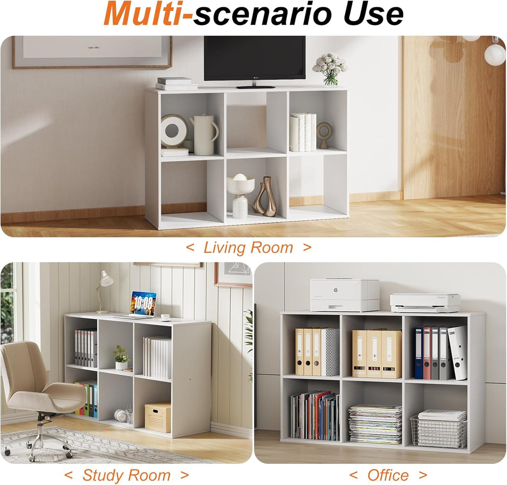 6 Cube Storage Organizer - Open Cube Bookshelf with 3 Removable Back Panels, Display Storage Bookcase, Entrance Hall