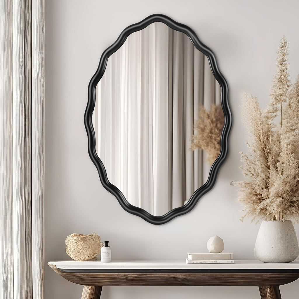 Oval Bathroom Mirror Wall Mounted Large Decorative Wall Mirror, or Entryway - Vintage Sunburst Design with Beveled