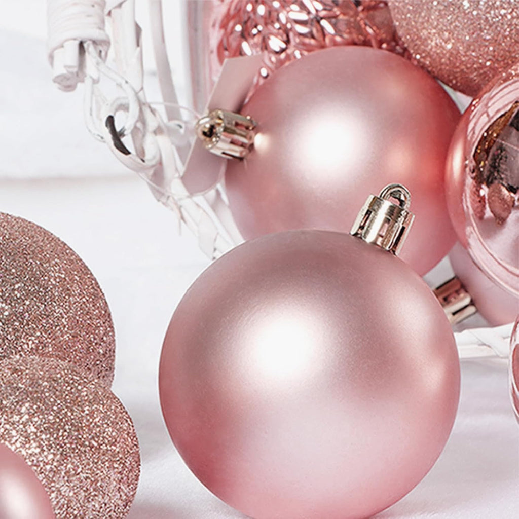 4cm/1.57" Shatterproof Christmas Balls Ornaments, Pre-Strung Hanging Xmas Tree Decorations, 3 Styles Holiday - Set of 24