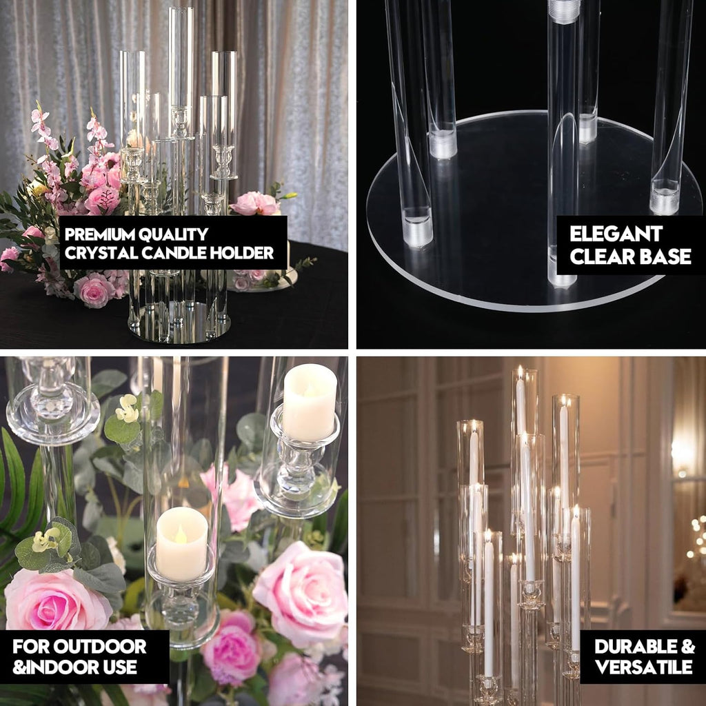 2 Set 8 Arm Acrylic Candle Holder, Mjkeomo 49.2'' Tall Candelabra Centerpieces for Tables Clear Candlesticks Holder
