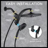 High Pressure Rain Shower Head: Upgrade Shower Heads with Handheld Spray Combo with Fixed Showerhead and 10 Sprays