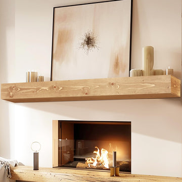 72'' Fireplace Mantel, 5'' Thick Pine Wood Floating Shelf, Wood