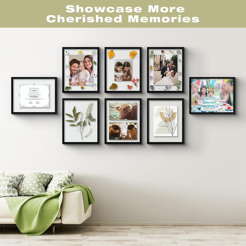 16x20 Floating Picture Frame Black - Solid Wood for Pressed Flower -1 Pack