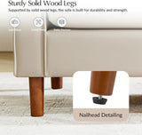 HOME 78" Faux Leather Sofa with Solid Wood Legs