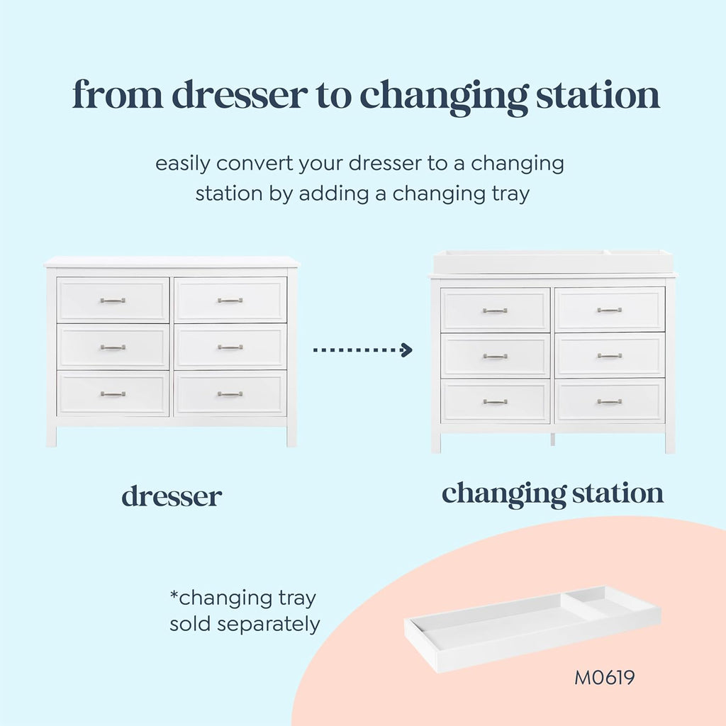 Charlie 6-Drawer Double Dresser in White