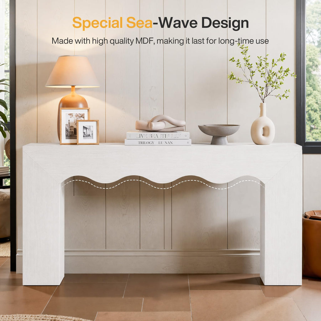63" Farmhouse Console Table with Wavy Edge