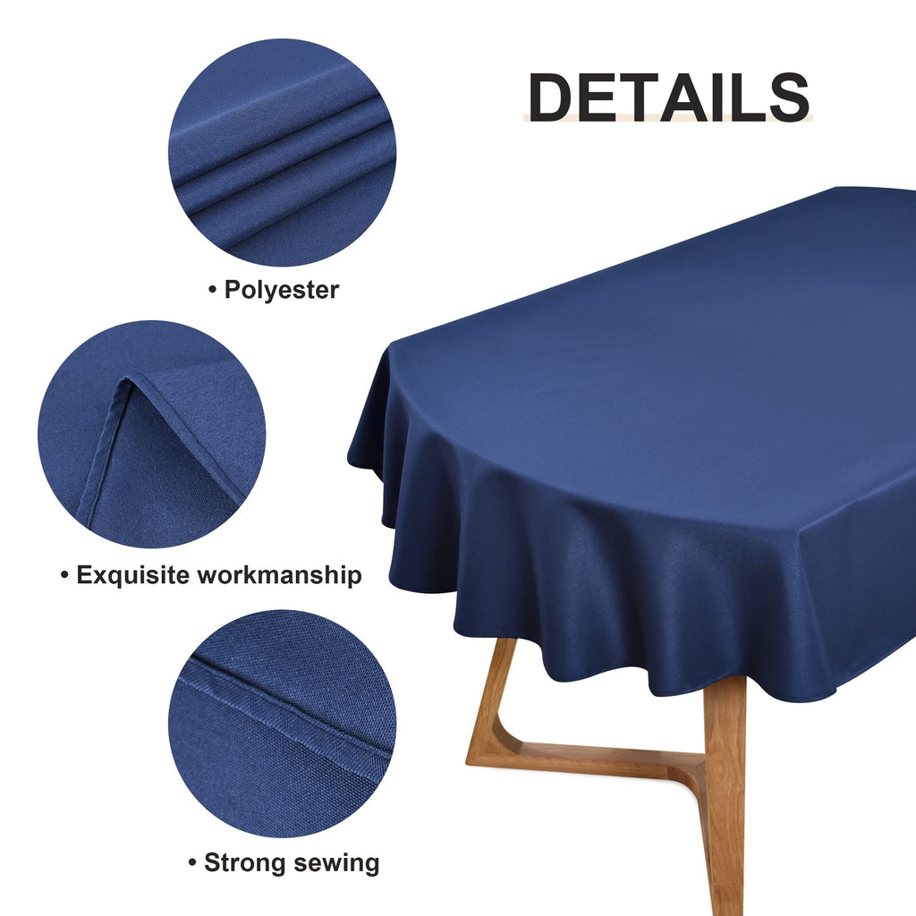 Oval Tablecloth 60 x 84 Inch Washable Fabric Table Cloth Solid Navy Blue Table Cover for Dining Wedding Party Banquet