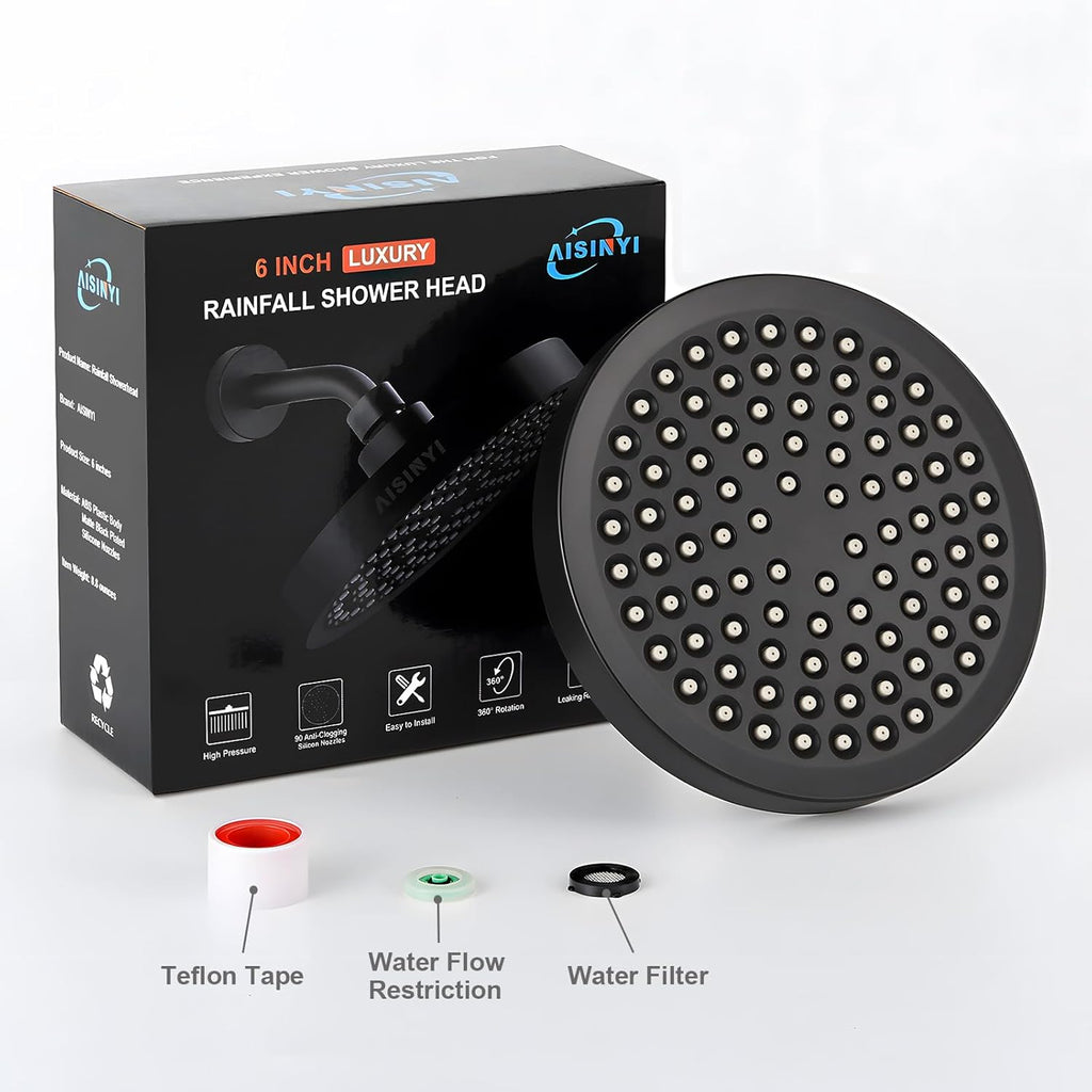 High Pressure Rainfall Shower Head, 6 Inches Luxury Modern Showerhead with Perfect Adjustable Replacement