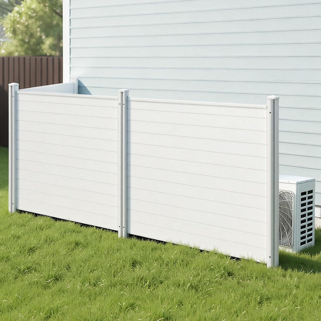 Outdoor Privacy Screen, 50in H x 50in W Air Conditioner Fence, 3-Panel Pool Equipment Enclosure, Horizontal PVC