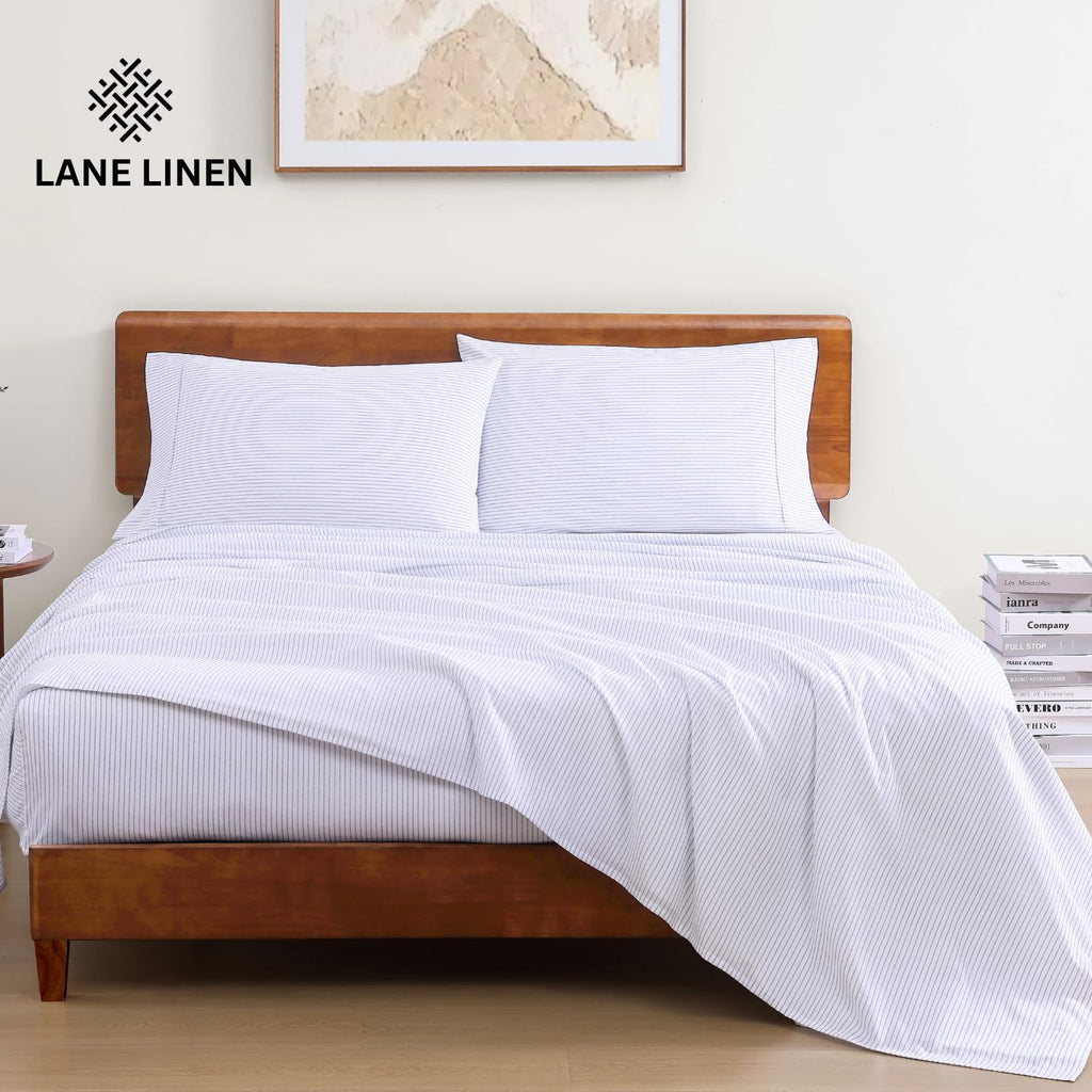 Sheets 100% Organic Cotton 4pc Percale - Ticking Stripe