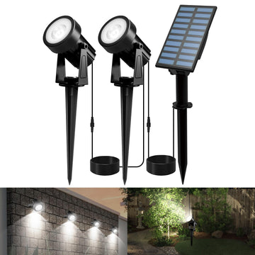Solar Landscape Spotlights 2-in-1 White 6000K Outdoor Garden Flag