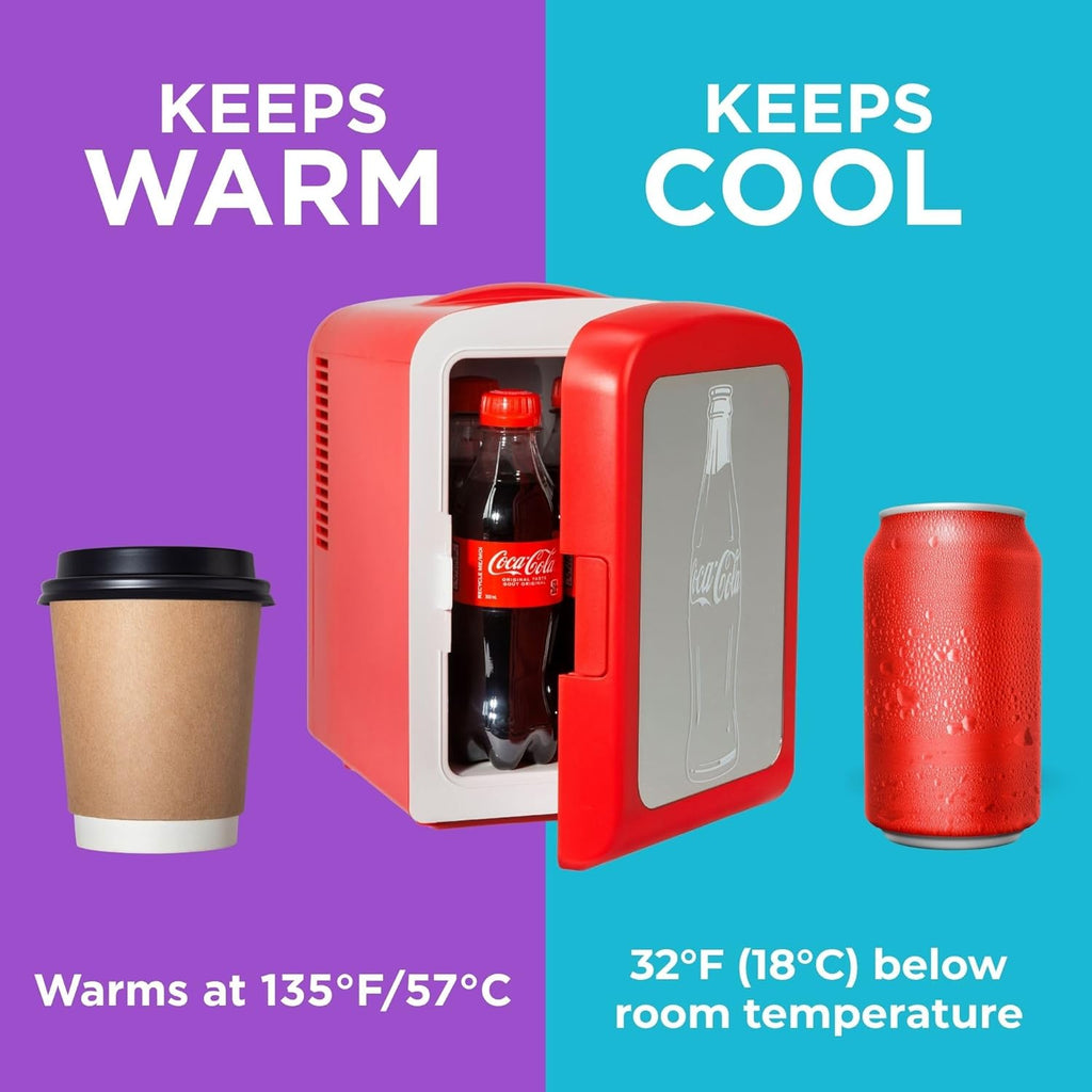 4L / 6-Can Mini Fridge with Multi-Color LED Light - Portable Thermoelectric 12V DC/110V AC Quiet Cooler/Warmer for