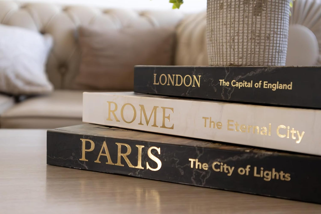 Decorative Books Decor, Beautiful Set of 3. Decorative Boxes, not pages inside. Libros Decorativos para Mesa de