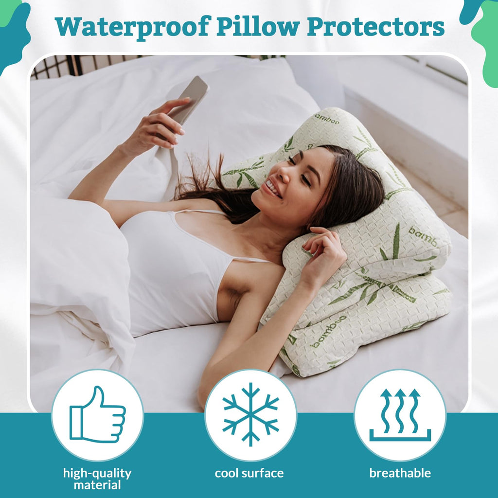Cooling Cervical Pillowcase (Only Pillowcase) Waterproof Bamboo Neck Pillow Case Ergonomic Pillow Case Cover with