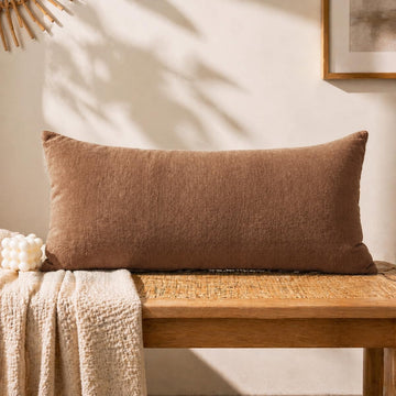 Chenille Lumbar Pillow Covers 14x24 inch Dark Orange