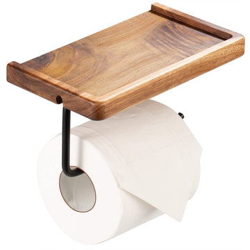 Toilet Paper Holder with Shelf, Wall Mount Bathroom Tissue Storage
