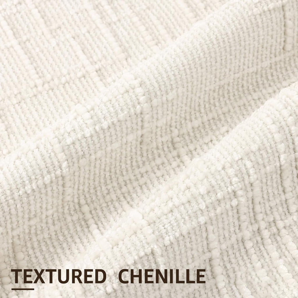 Summer Cream White Chenille Throw Pillow Covers 18x18 Set of 2 Textured Cozy Slubby Couch Pillow Covers Modern