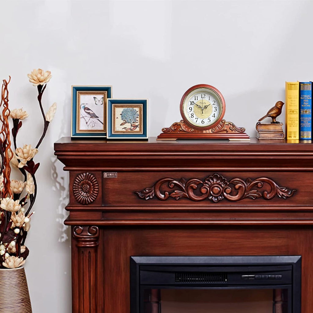 Mantel Clock, Antique Desk Clock, Modern Quartz Movement-Continuous Scanning (Ultra-Quiet)