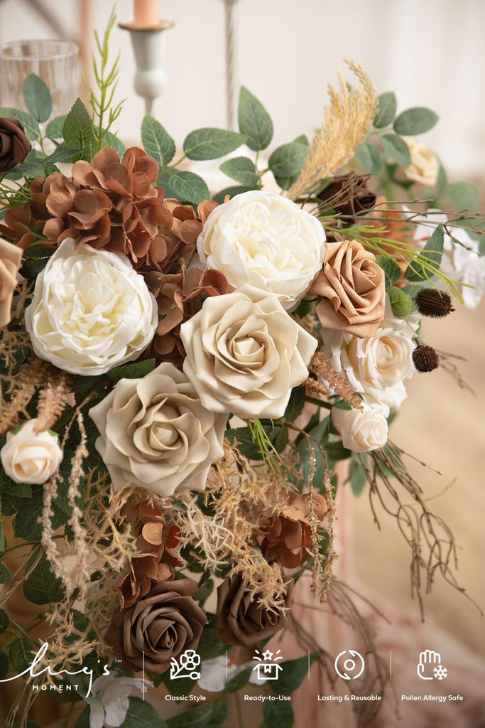 2PCS Artificial Floral Swags, Beige Brown