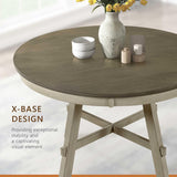 48 Inch Dia. Modern Round Dining Table, Wooden Kitchen Table, Seats for 4 People, Space Saving, for Kitchen, Dining