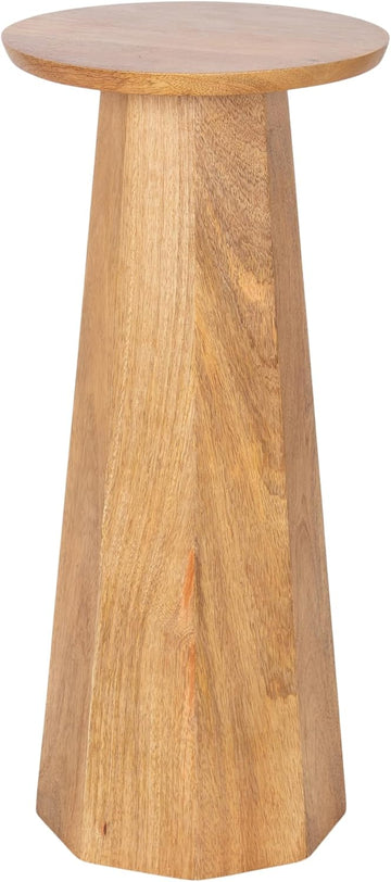 Hemingson Modern Mango Wood Round Drink Table, 10 x 10 x 22, Natural Wood, Mid-Century Circle Pedestal Table for Use