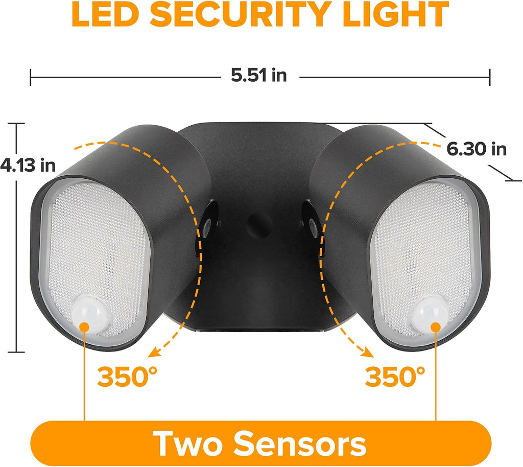 35W 4000LM LED FloodLights with 2 Sensors, Motion Sensor Outdoor Lights 5000K Dusk to Dawn, IP65 Waterproof 240 Wide