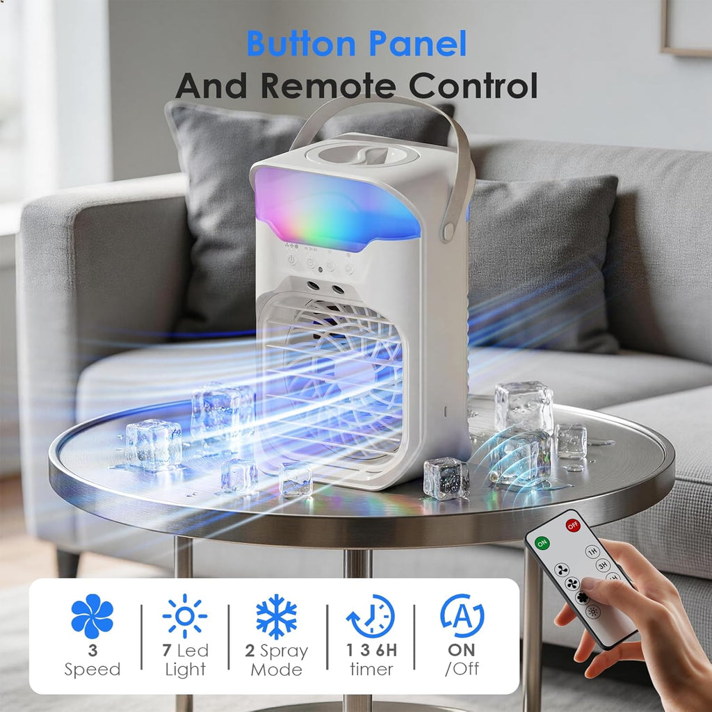 Portable Air Conditioners,4-in-1 Air Conditioner with Dual-Nozzle Spray Function,3 Fan Speeds,1-3-6 Timer,10