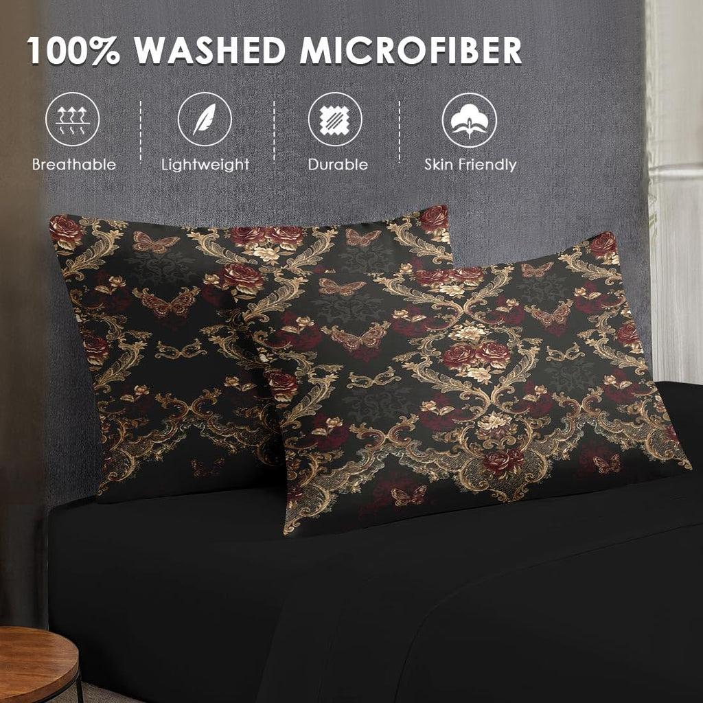 King Comforter Set with Sheets, 7 Pieces Victorian Butterfly Bedding