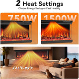 50-inch 3-Sided Wall Mount Electric Fireplace, Recessed & Built-in Design with Wi-Fi/Remote, 1500W Heater