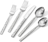 60 Pieces Hammered Silverware Set for 12, 18/10 Stainless Steel Heavy Duty Flatware Set, Tableware Cutlery Utensil Sets