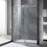 44-48"Wx76"H Frameless Shower Door, 3/8(10mm)Clear Tempered Glass with Explosion-Proof Film