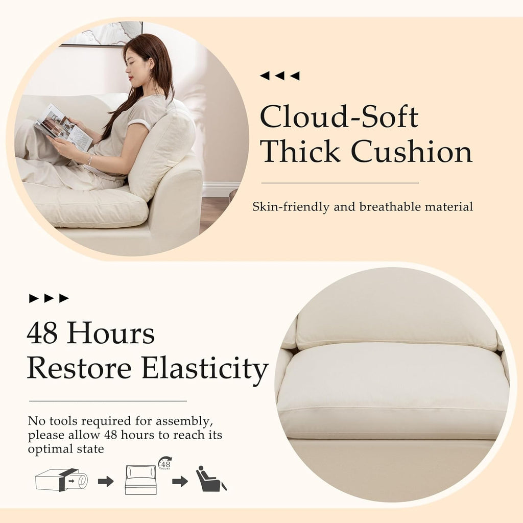 112" Cloud Sectional Couches , Modern Modular Sectional Sofa with Ottoman, Boneless Cloud Couch with Comfy Deep