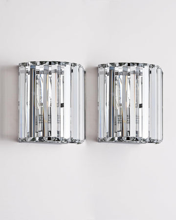 Crystal Wall Sconces Set of Two, Modern Wall Sconce Set of 2 in Chrome Finish, E12 Bases Wall Lamp, Bulbs not