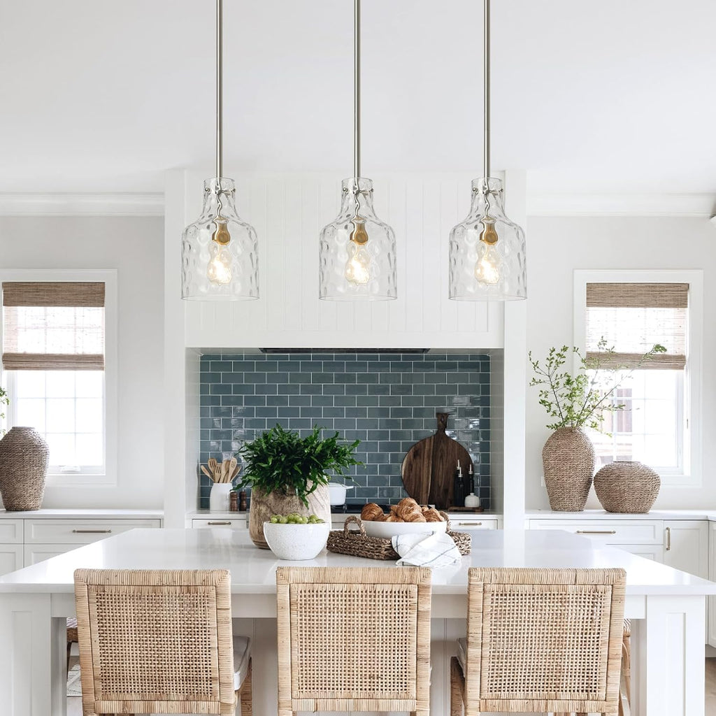 Modern Glass Pendant Lighting for Kitchen Island, Farmhouse Pendant Lights for Dining Room Kitchen Sink, Adjustable
