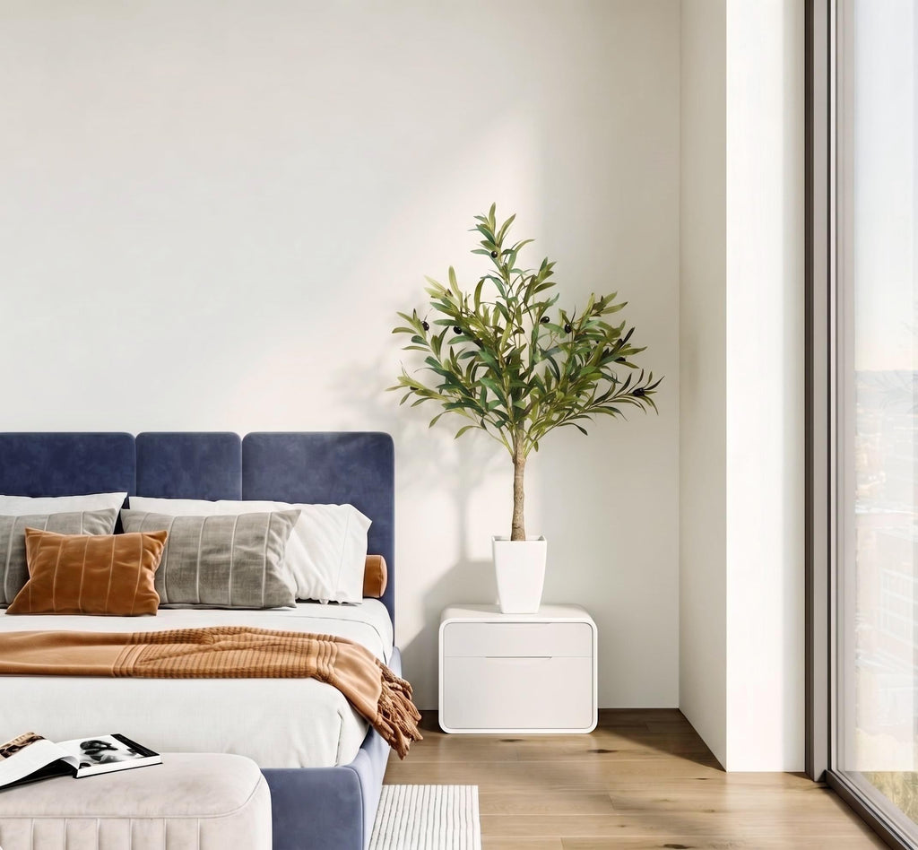 Small Olive Tree, 3FT Faux Olive Trees with White Planter