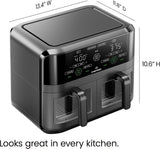 6 Quart Dual Basket Air Fryer Oven with Easy View Windows, Sync Finish, Hi-Fry, Auto Shutoff, 2 Independent 3Qt