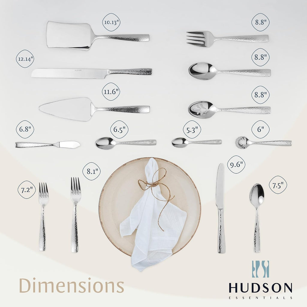89-Piece Hammered 18/10 Stainless Steel Silverware Cutlery Set with Serving Set, Flatware Service for 12