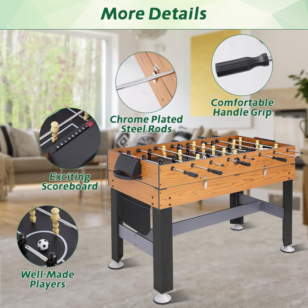 54" 4-in-1 Multi Game Table, Combination Game Table Set, Combo Games Table for Home, Game Room w/Soccer, Billiards