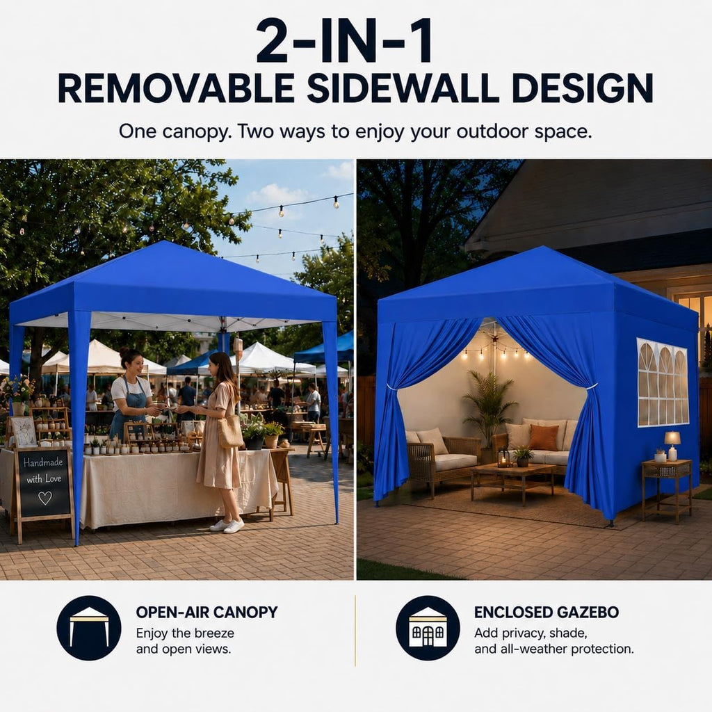 10x10 Pop Up Canopy with 4 Removable Sidewalls, Portable Enclosed Instant Tent, Waterproof Outdoor Tent