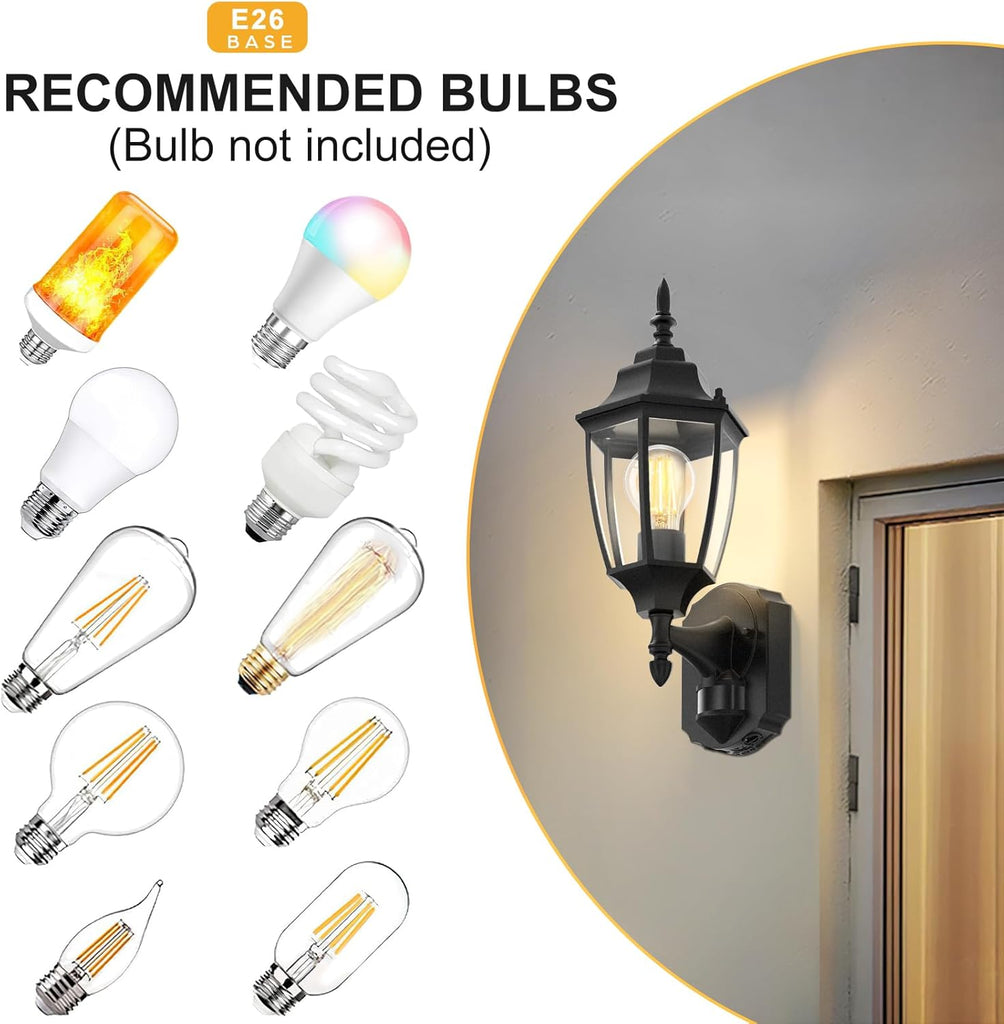 Outdoor Wall Sconce, 2 Pack Dusk to Dawn Motion Sensor Light Fixtures