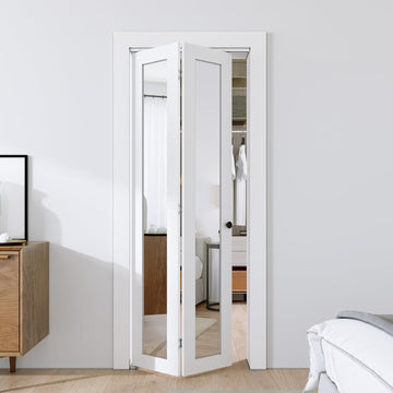 Bifold Doors, Mirror Closet Doors for 30'' x 80" with Sliding Hardware Kit Set, Interior Bi Fold Doo