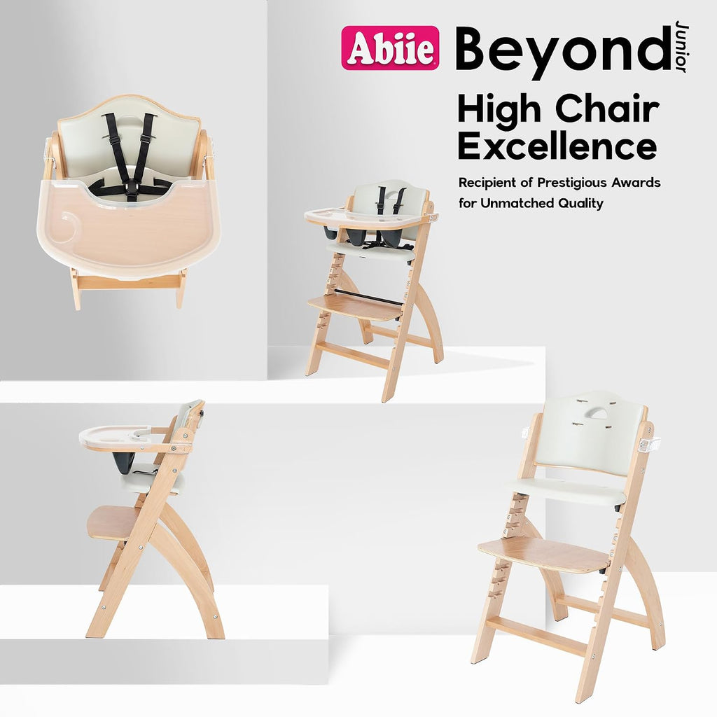 Beyond Junior Convertible Wooden High Chair with Removable Tray | 3-in-1 Adjustable Highchair for Babies & Toddlers