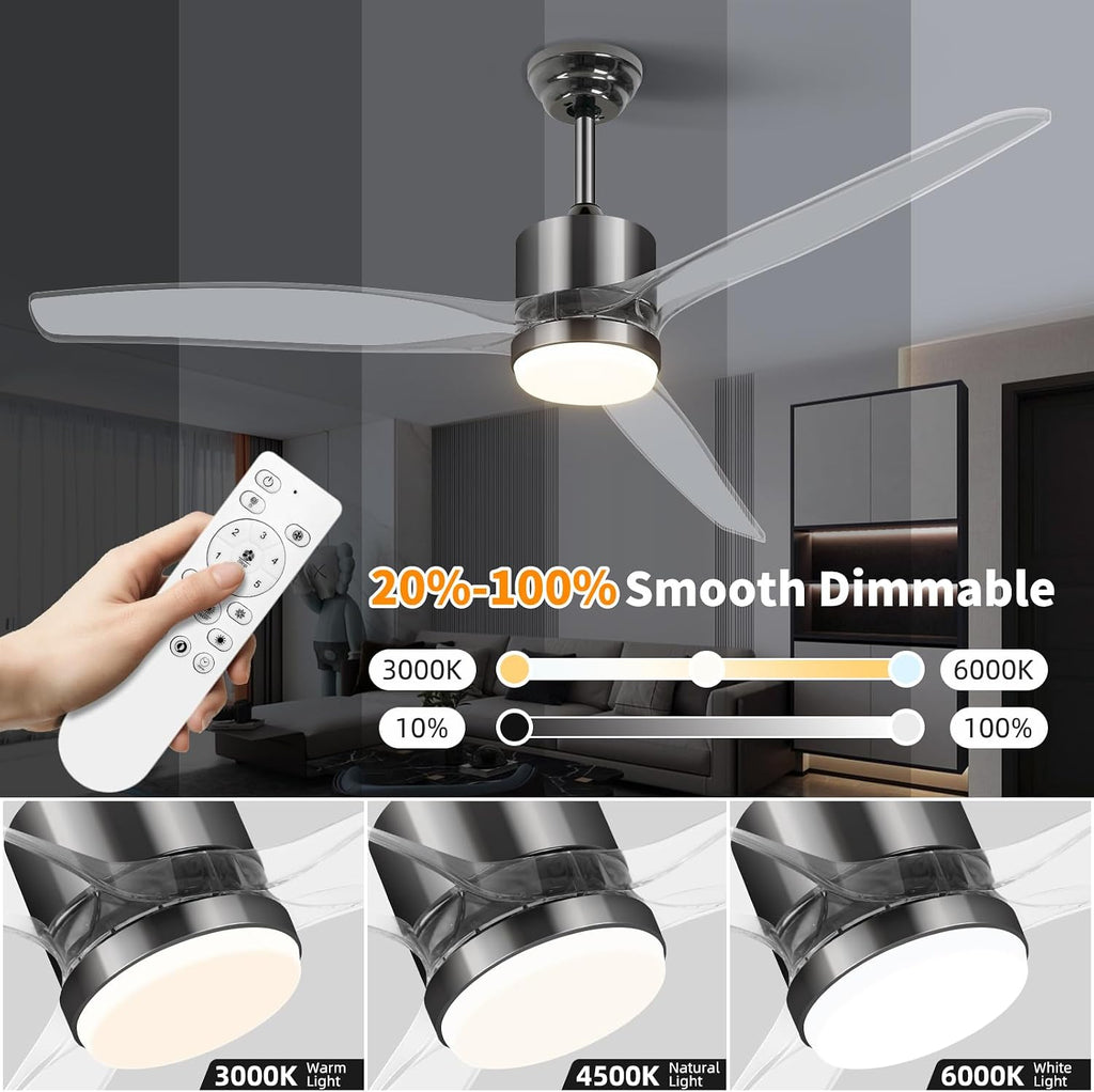 52" Smart Ceiling Fan with Light, WiFi Enabled for Alexa & App Control
