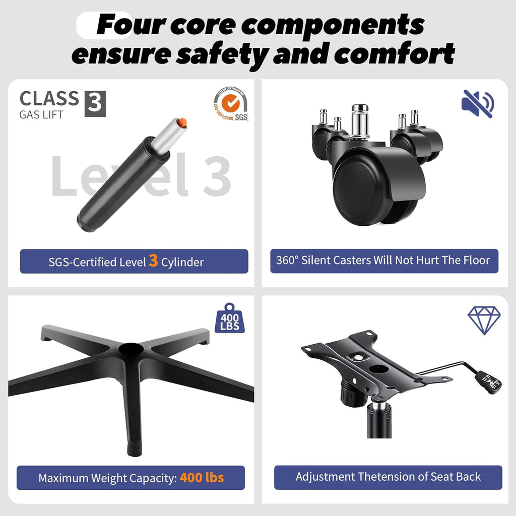 Ergonomic, 400 LBS Computer Chairs with Adjustable Lumbar Support, Breathable Mesh Desk Chair Ergonomic with