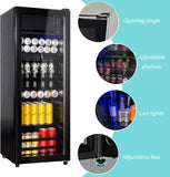 4.8 Cu.Ft Beverage Refrigerator, 155 Can Mini Fridge with Freeze with Glass Door